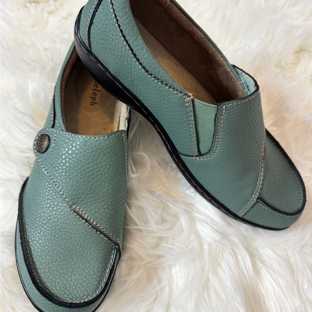 Men's Green Leather Slip-On Shoes